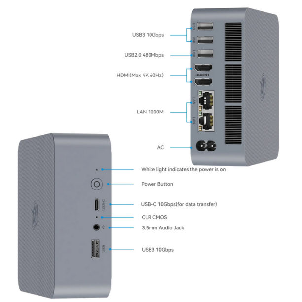 View a Larger Image BeeLink EQI12-D4 Mini PC (i5-1235u, 32GB DDR4, 500GB M.2)