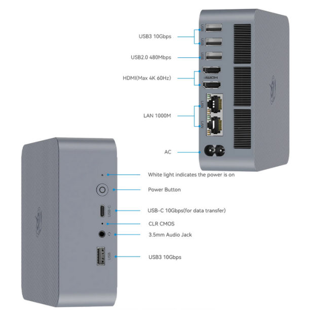 View a Larger Image BeeLink EQI12-LP Mini PC (i5-12450H, 32GB DDR5, 1TB M.2)