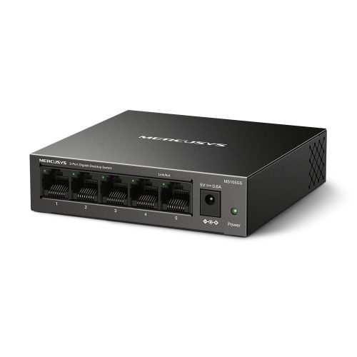 View a Larger Image Mercusys MS105GS 5 Port Gigabit Switch, Steel Case