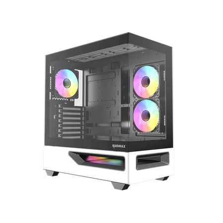 View a Larger Image Raidmax H200 Mid ATX Tower Case, Tempered Glass Window, White with ARGB